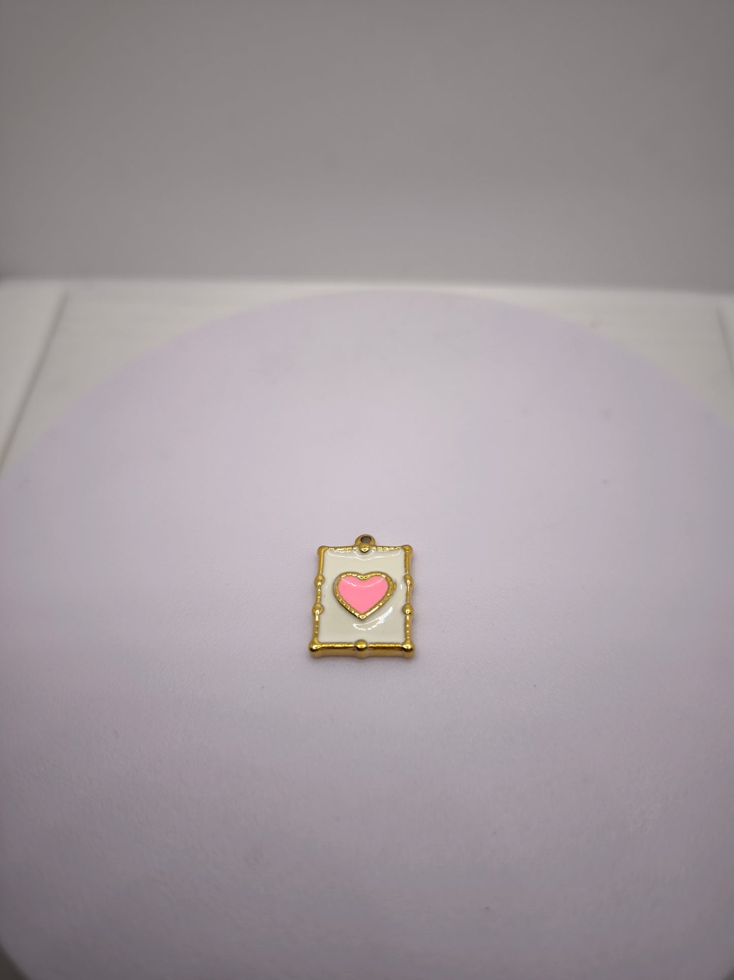 Plaque coeur rose et blanc