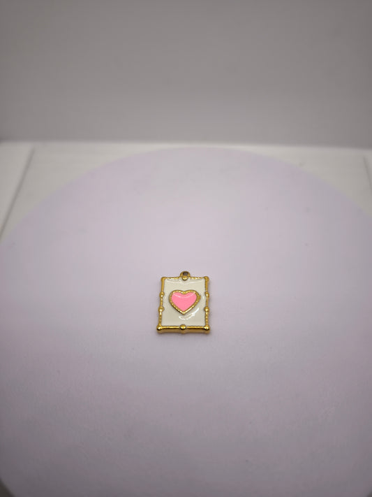 Plaque coeur rose et blanc